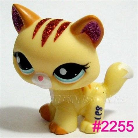 Rare Littlest Pet Shop Yellow Cat Sparkle Kitty Child Girl Figure Toy