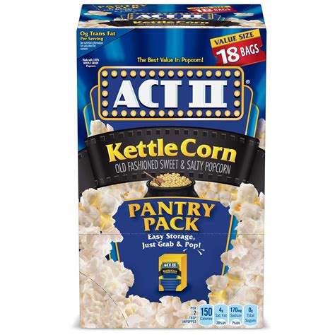 Act Ii Kettle Corn Microwave Popcorn 275 Oz 18 Count