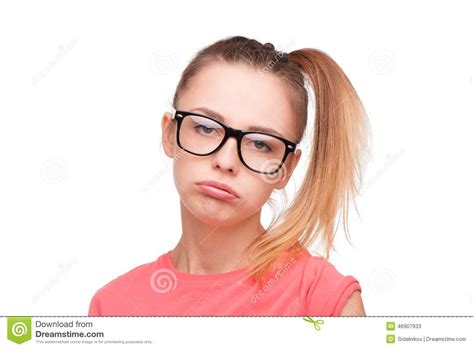 Disappointed Teen Girl In Glasses Stock Image Image Of Camera