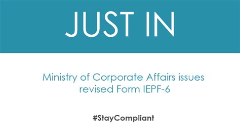 Ministry of Corporate Affairs issues revised Form IEPF-6 - Lexplosion