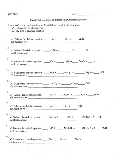 15 Best Images of Types Of Reactions Worksheet Answer Key - Virtual Lab ...