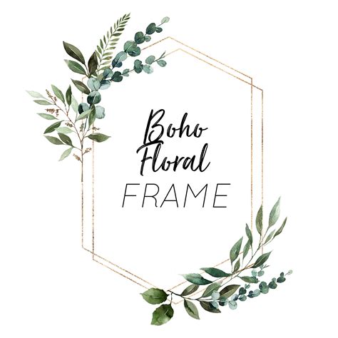 Boho Frame Watercolor Floral Wreath Bohemian Rose Pale Nude Etsy