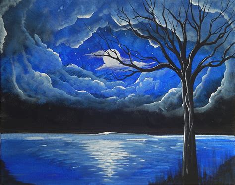 Angiec Original Abstract Landscape Painting On A Night Such