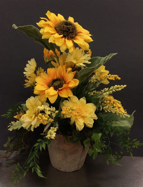 Classic Sunflowers By Andrea Artificial Flower Arrangements Flower Arrangements Floral