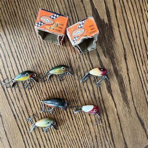 Fishing Lure Shakespeare Vintage Wood Lot Of Dopeys Plus One