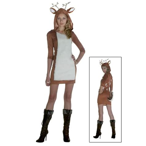 Sexy Dresses Deer Costumes White Fur And Tail Womens Holiday Cosplay With Spot Role Colthing For