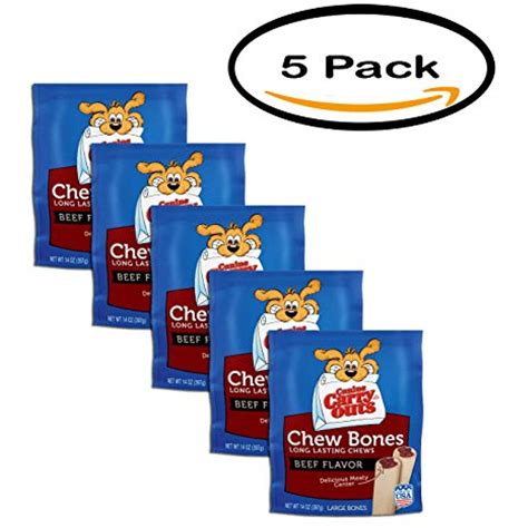 Pack Of 5 Canine Carry Outs Chew Bones Beef Flavor Long Lasting Dog