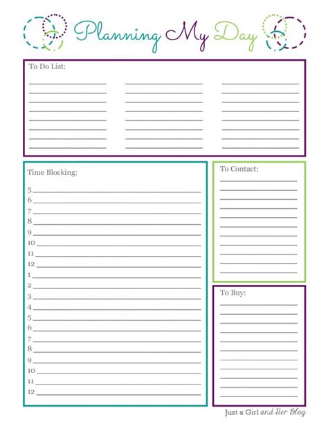 Printable Daily Planning Sheets