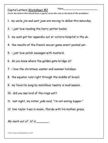 Capital Letters Worksheet 2 | Capital letters worksheet ...