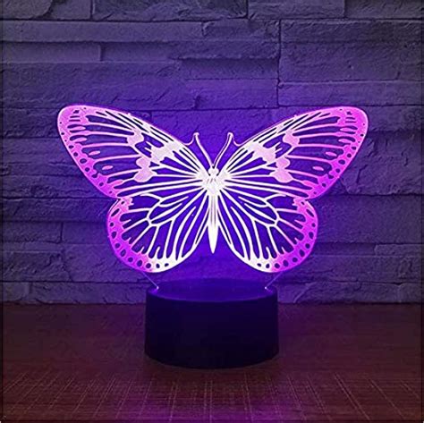 Butterfly Led 3d Light Night Desk Table Lamp 7 Color Change Flashlight
