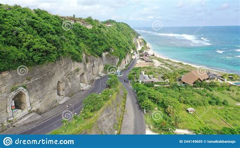 Beautiful Coastline Beach With A White Lighthouse Roads And Tourist