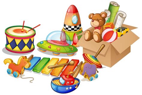 Free Vector Cardboard Box Full Of Toys On White