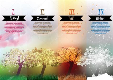 Four Seasons Banners With Abstract Trees Infographic Vector