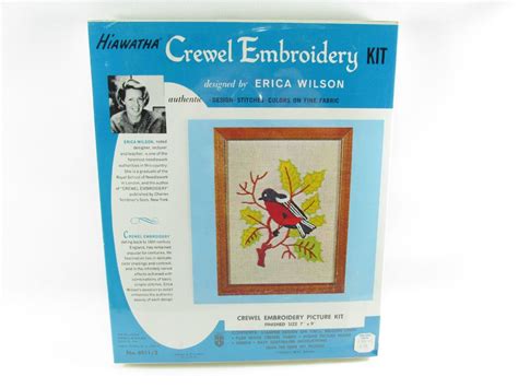 Vintage Erica Wilson Red Bird Hiawatha Crewel Embroidery Kit 1969