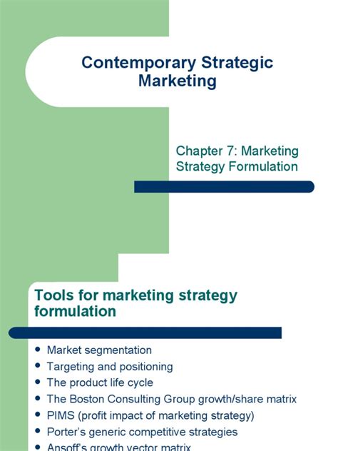 Contemporary Strategic Marketing 2e Ch7 To Ch12 Pdf Marketing