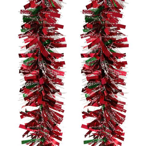10 Ft Deluxe Red And Green Tinsel Garland