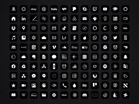 Black Edition App Icons Pack For Iphone Ios 15 Minimal Black Etsy