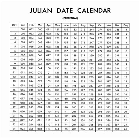 Calendar Year Julian Date Month Calendar Printable