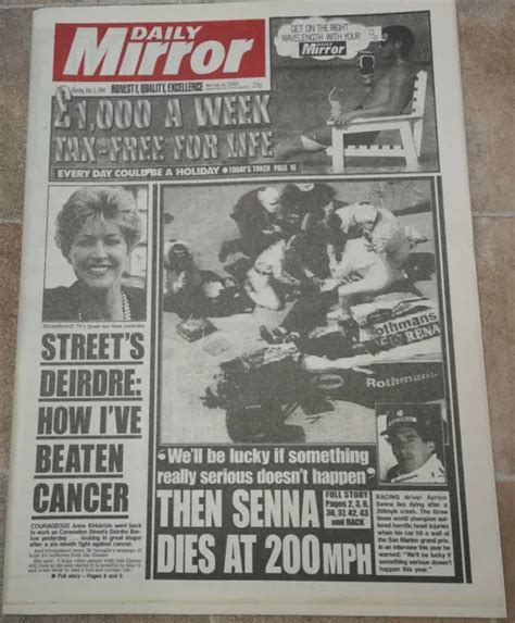 1994 Ayrton Senna Dies Newspaper F1 Driver Car Gp Formula One Brazil