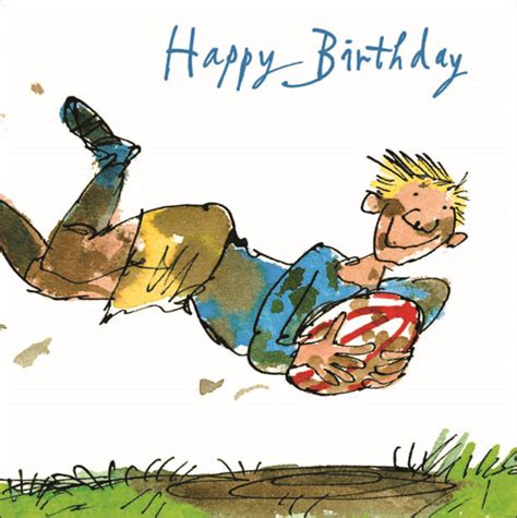 Quentin Blake Rugby Happy Birthday Greeting Card Cards Birthday Greetings Quotes Rugby