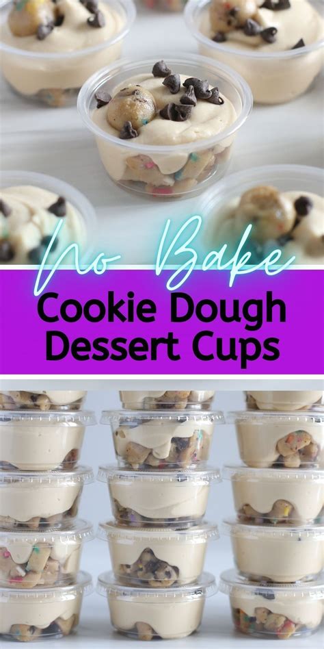 No Bake Cookie Dough Dessert Cups With Text Overlay