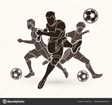 Three Soccer Player Team Composition Graphic Vector Stock Vector Image