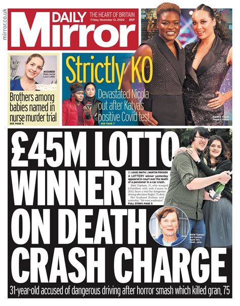 Daily Mirror Front Page 13th Of November 2020 Tomorrows Papers Today