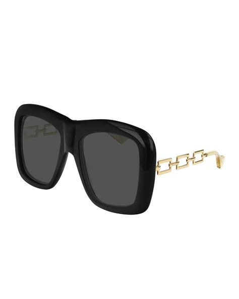 Gucci 54mm Square Sunglasses Shiny Black In Black Lyst