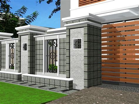 Contoh gambar pintu pagar tembok rumah minimalis modern model terbaru 2019 paling kereeeeeeen dan inspiratif. Gambar Foto Pagar Batu Bata Minimalis - Content