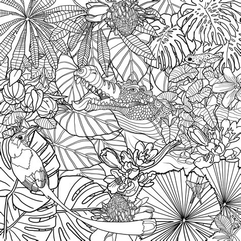 The Top 10 Ideas About Jungle Coloring Pages For Adults