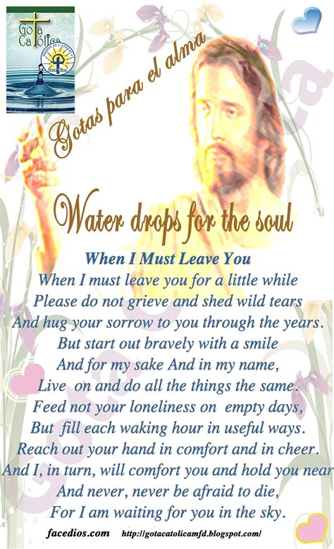 A Poster With The Words Water Drops For The Soul And Jesus Holding A