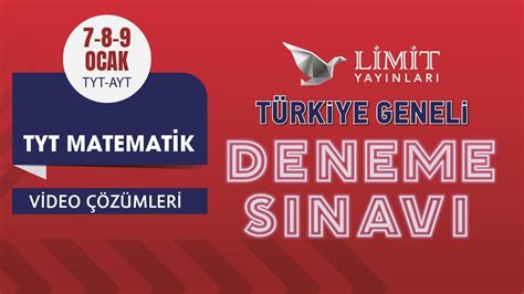 Limit Türkiye Geneli Deneme Sınavı TYT Matematik Video Çözümleri YouTube