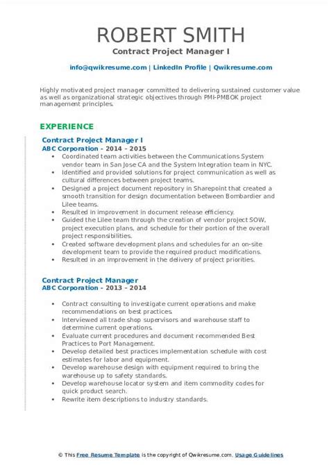 Details of a project you successfully initiated and led to completion. Contract Project Manager Resume Samples | QwikResume