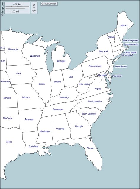 Printable Blank Map East Coast