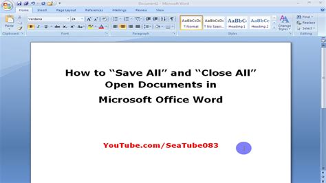 How To Save All And Close All Open Documents In Word In One Click Youtube