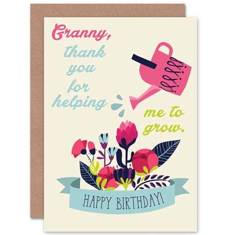 Birthday Happy Gran Granny Thank You Garden Blank Greeting Card With