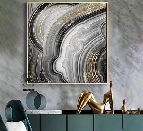 Large Black And Gold Marble Wall Decor On Canvas Large Gold Etsy