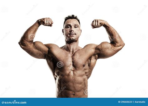 Male Athlete Flexing His Muscles Stock Image Image Of Build