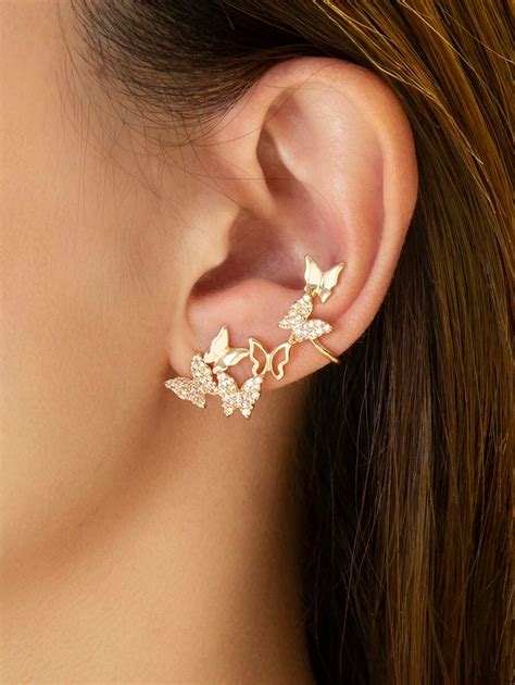 Rhinestone Butterfly Ear Cuff Ear Cuff Earings Ear Cuff Jewelry