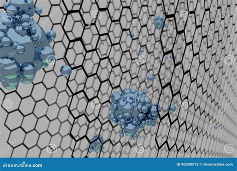 3d Render Illustration Of Graphene Atomic Structure Nanotechnology