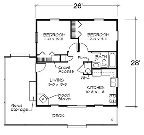 Cabin Style House Plan 2 Beds 1 Baths 728 Sqft Plan 312 721