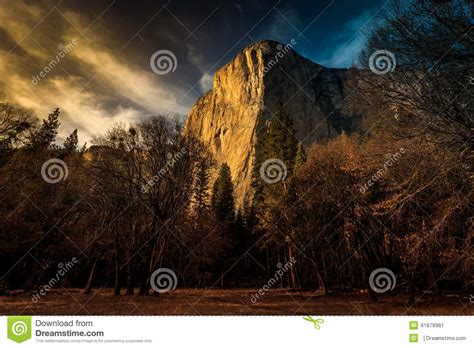 Twilight On El Capitan Yosemite National Park California Stock Image