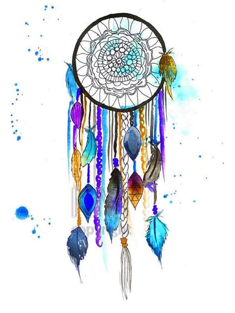 Dreamcatcher Art Print Watercolor Painting Native America Etsy