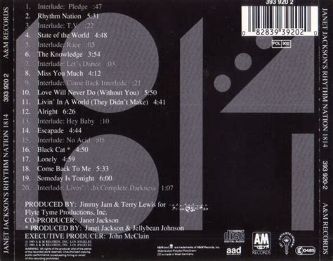 Rhythm Nation 1814 By Janet Jackson Cd Sep 1989 Aandm Usa For Sale