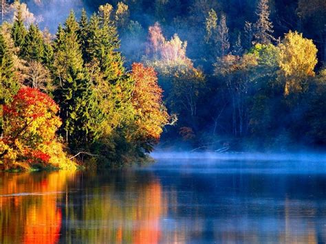 Nature Landscapes Rivers Lakes Water Reflection Autumn