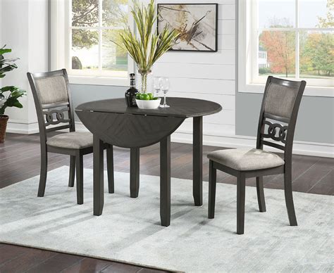 Gia 3 Piece Drop Leaf Dining Room Set Gray New Classic Furniture