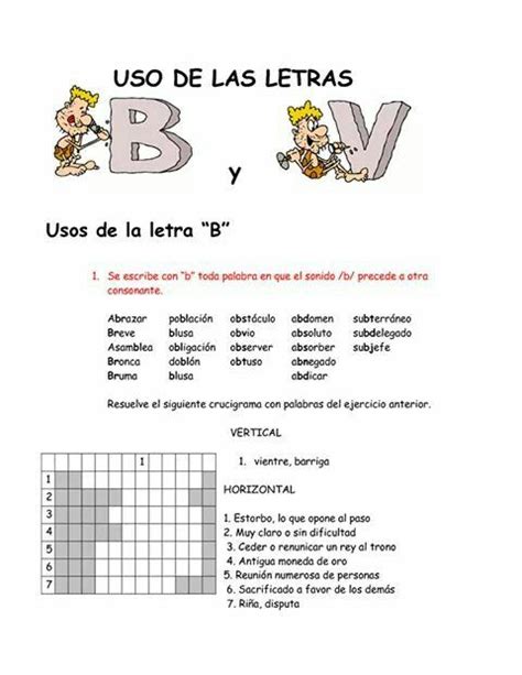 Uso De Las Letras B Y V Ejercicios Para Aprender Español Letra B