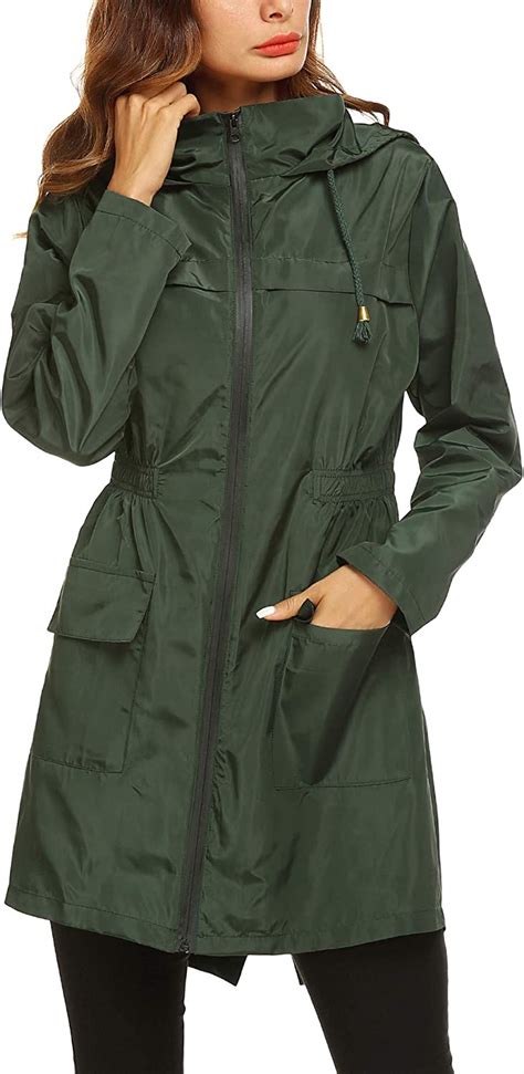 Romanstii Womens Waterproof Lightweight Raincoat Hooded