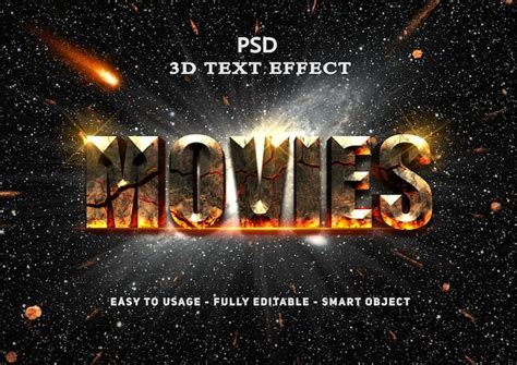 Premium Psd 3d Movies Text Style Effect
