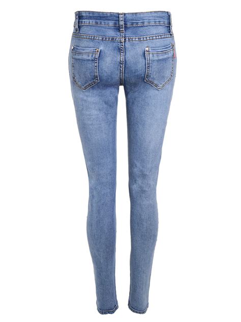 New Womens Ladies Hipster Denim Faded Skinny Leg Buttoned Jeans Ebay